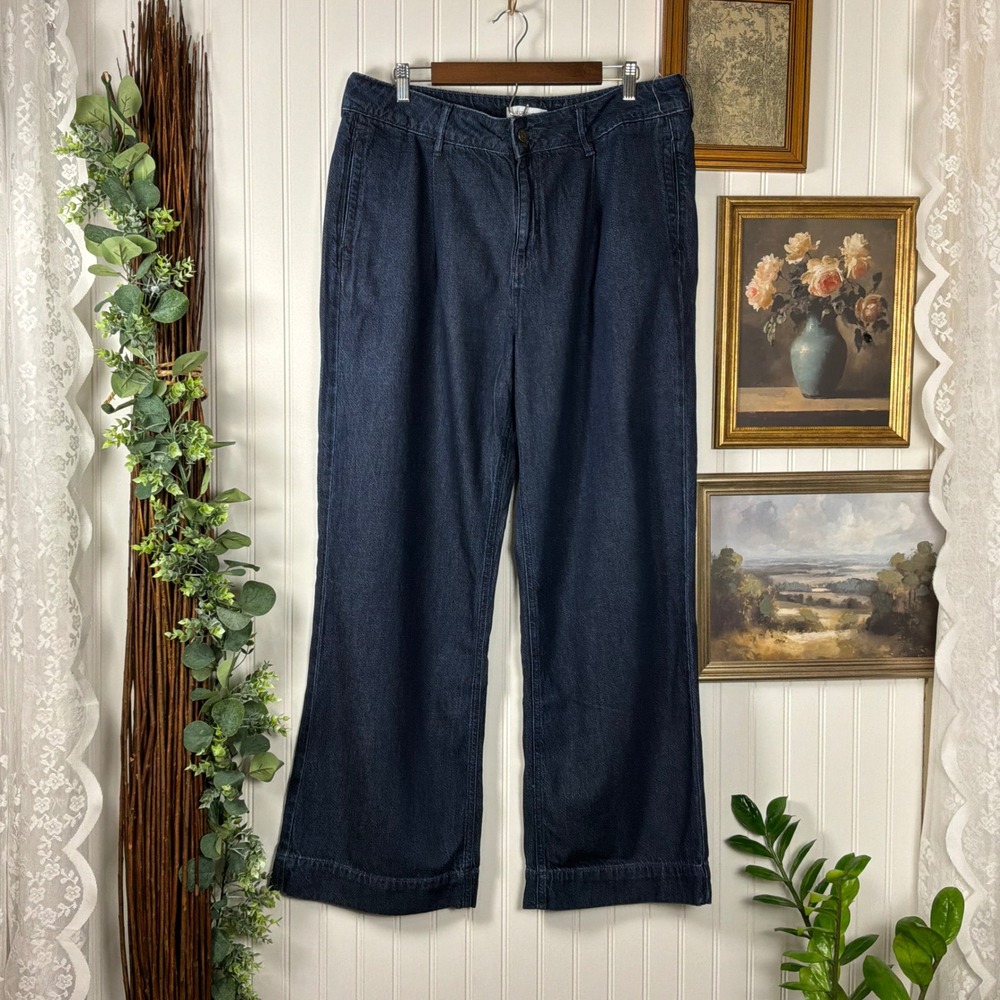 Liz Claiborne Jeans Womens 14 Blue Excellent Wide Leg Pleated Denim